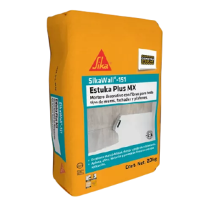 Saco de 20kg de SikaWall-151 Estuka Plus MX, mortero decorativo con fibras para muros y fachadas