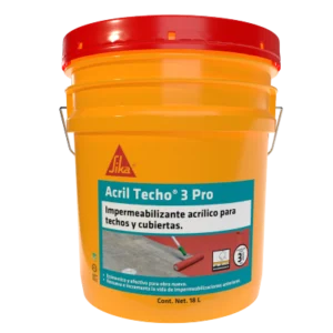 Cubeta de 18 litros de impermeabilizante acrílico Sika Acril Techo 3 Pro color rojo para protección de techos