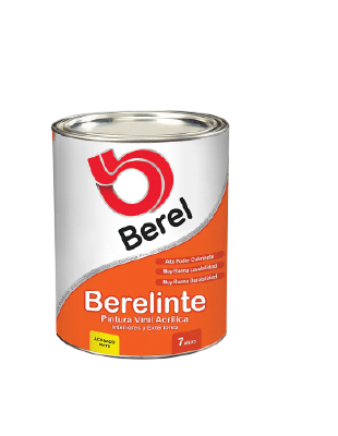 Bote de pintura vinil acrílica Berelinte color negro para interiores y exteriores con acabado mate