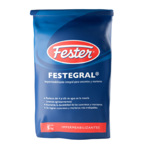 Empaque azul de 5 kg de Fester Festegral, impermeabilizante integral para concretos y morteros.