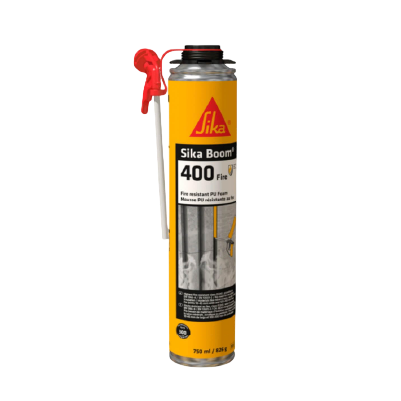 Bote de espuma de poliuretano Sika Boom 400 Fire de 750 ml con aplicador manual rojo