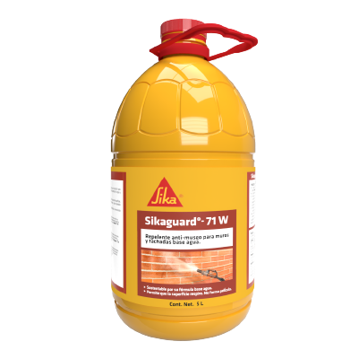 Garrafa de 5 litros de Sikaguard 71 W, repelente anti-musgo base agua para muros y fachadas.