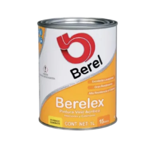 Bote de pintura vinil acrílica Berelex de 1 litro con acabado semimate para interiores y exteriores