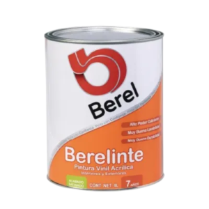 Bote de pintura vinil acrílica Berelinte color blanco de 4 litros marca Berel