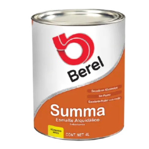 Bote de pintura esmalte alquidálico Berel Summa acabado mate de 4 litros